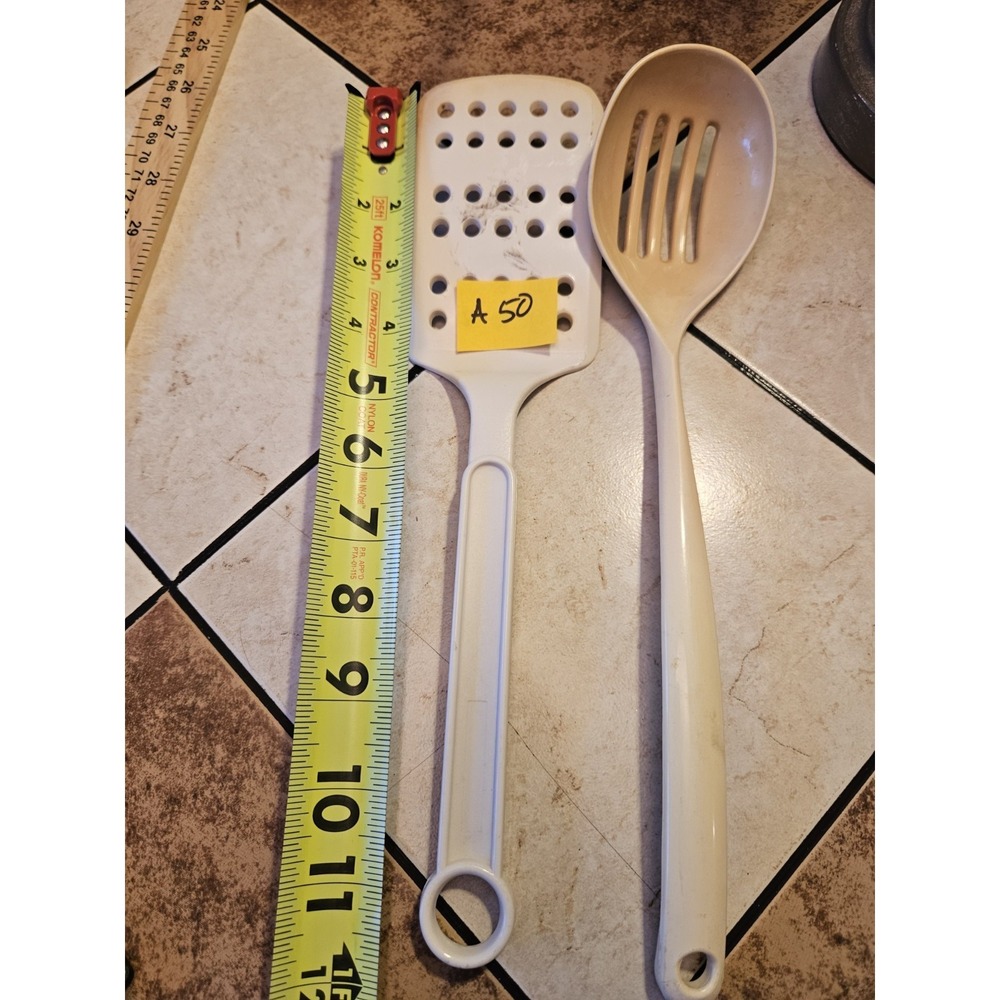 Vintage Slotted Nylon Spatula and spoon Utensil White